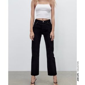 Zara straight leg high waist raw hem